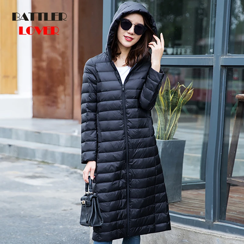 2019 Winter Women 90% White Duck Down Parka Candy Color Soft Jackets Women Long Duck Down Jacket Outwear Ultralight Hooded Coats