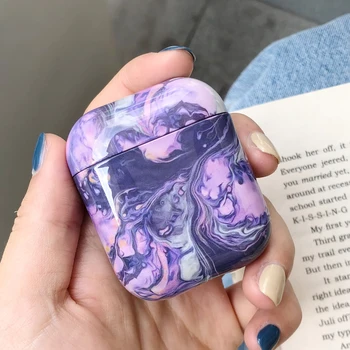 

AZiMiYO For airpods Cover Cases Wireless Earphone with New marble texture pattern glossy hard shell for air pods 1 2 case