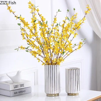 

Flower Vase Home Decoration Ceramic Vases for Flowers Golden Flower Pot Flower Insert Nordic Home Decoration Accessories Modern