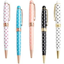 

10Pieces Creative Dot Rotating Metal Ballpoint Black Blue Ink Business Advertising Pens School Office Supplies Stationary Gifts