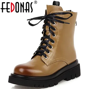 

FEDONAS Fashion Winter Boots Women 2020 Newest Cross Tied Ankle Boots For Girls Party Basic Chunky Heels Shoes Woman Heels