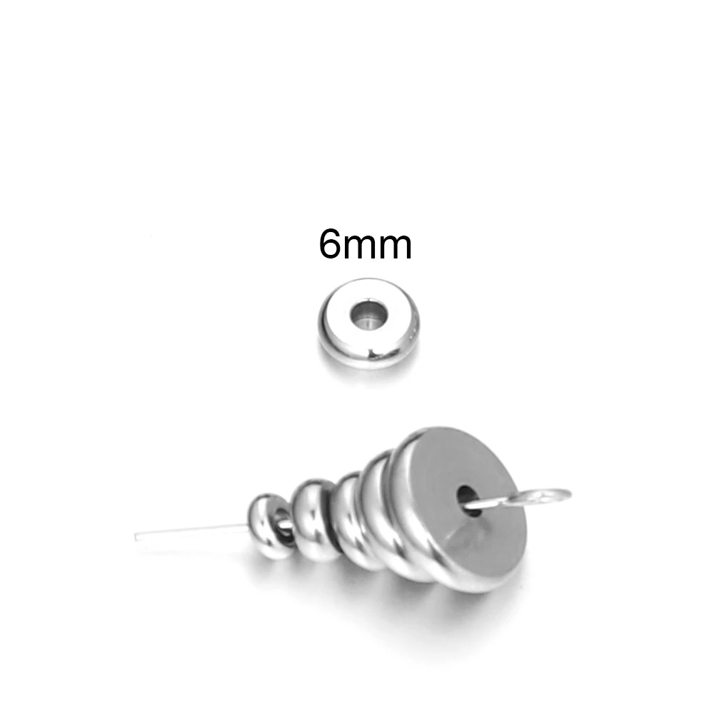 Semitree 50 шт. 4 мм 6 мм 8 мм 10 мм Нержавеющая сталь туфли на плоской подошве с круглым носком, металлической бусины-разделители бусины DIY браслет Цепочки и ожерелья ювелирных изделий - Цвет: 6mm
