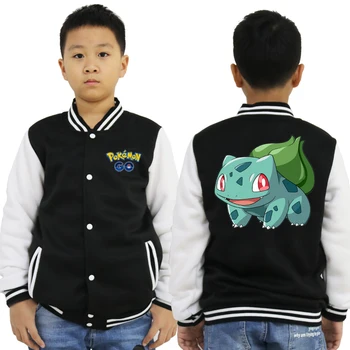 

Kids Boys Girls Pokemon Print Baseball Clothing Jacket Bulbasaur Sportswear Coat Charmander Tops for Children Surprise Gift