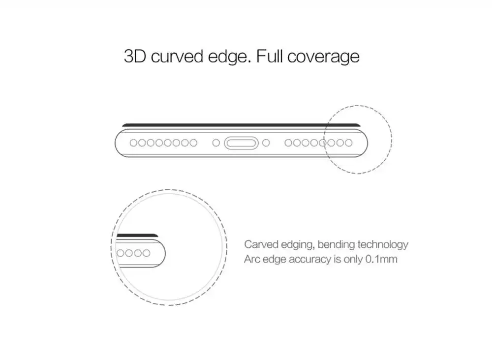 Подлинное закаленное защитное стекло NILLKIN с полным покрытием 3D CP+ Max 9H Arc Edge 0,33 мм для Apple iPhone 7 Plus/8 Plus 8