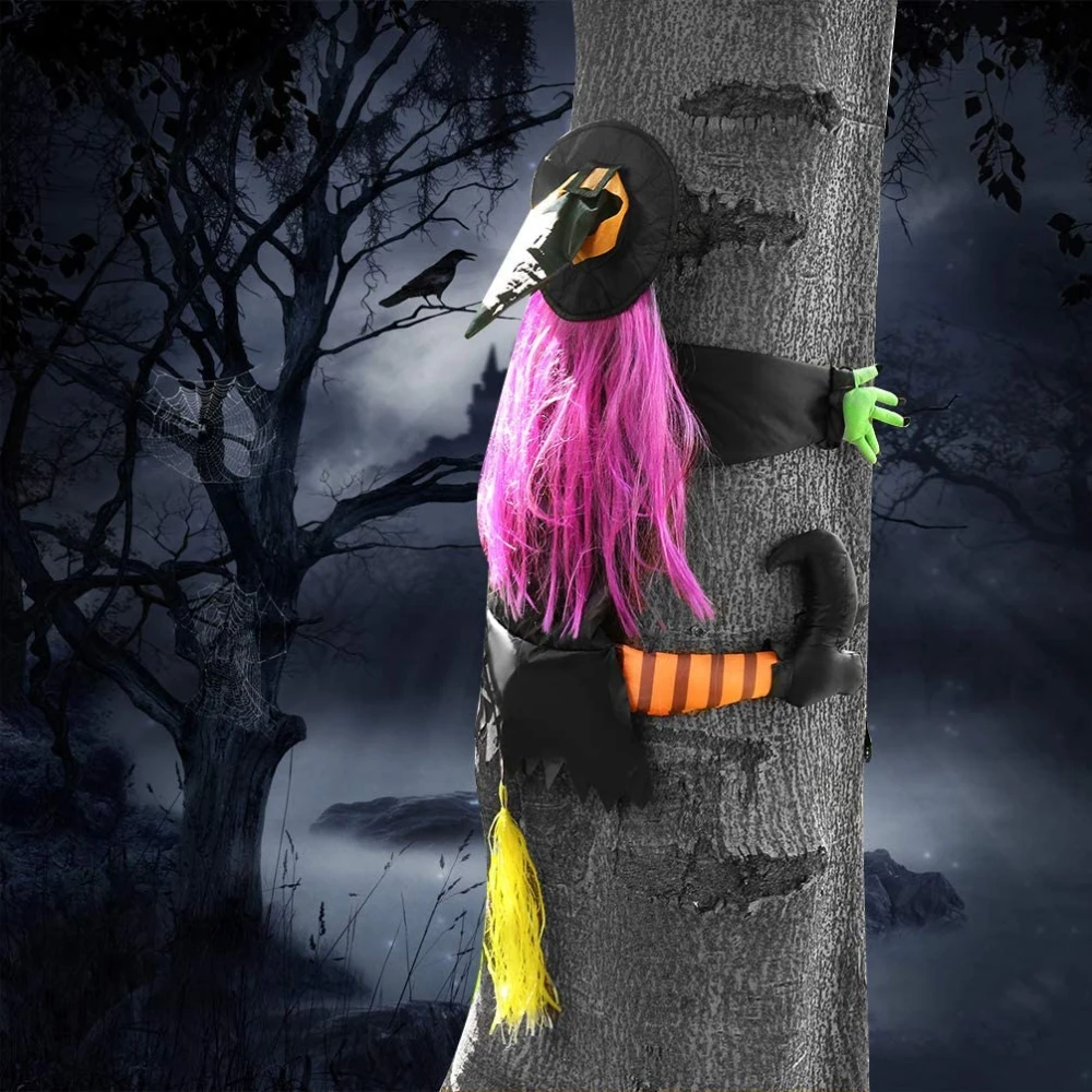 Crashing Witch Into Tree Halloween Decoration Door Porch Tree Decoration Props Crashed Witch - Outdoor Halloween Decorations ► Photo 2/6