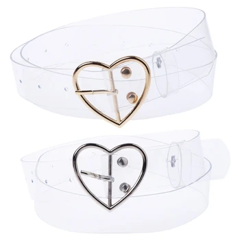 

Women Transparent Belt Heart Shape Belt Buckle Invisible Clear Waist Belt