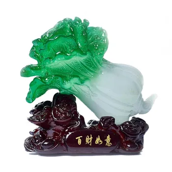 

Antique Jade Cabbage Miniature Figurine Statue Resin Ruyi Sculpture Room Decor Fengshui Ornament Home Decoration Accessories