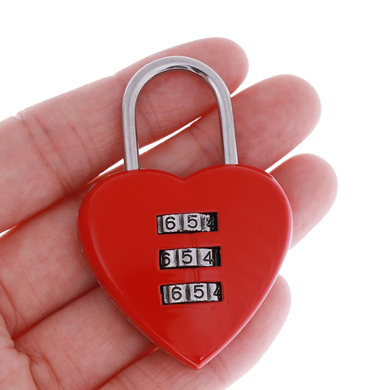 1pcs Luggage Lock Mini Cute 3 Digit Luggage Suitcase Padlock Red Heart