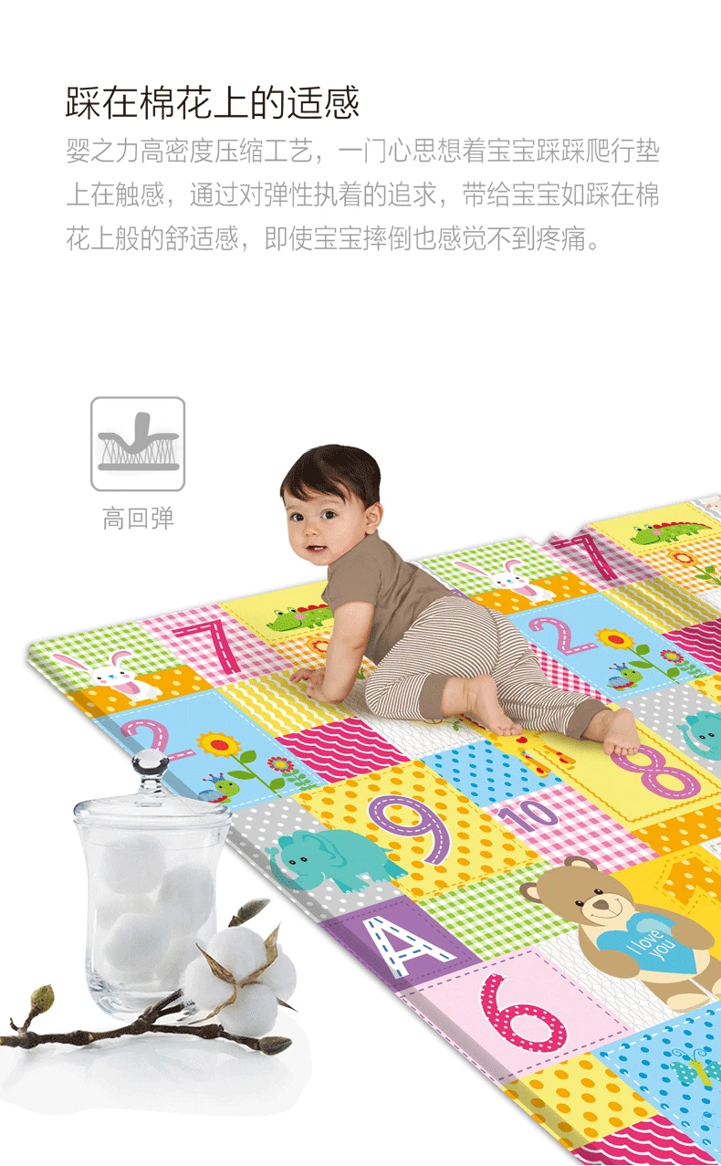 Huaying детский бегущий коврик двухсторонний водонепроницаемый нескользящий коврик мультяшный домашний гостиная XPe складной детский коврик