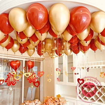 

10inch metal red latex balloon gem red balloon golden balloon birthday party decoration atmosphere wedding decoration supplies