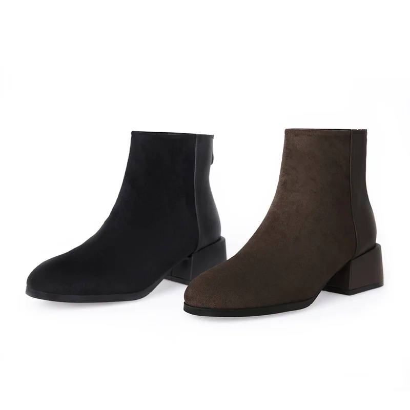 

Hot Selling Ladies Martin Boots with Square Heel Women Shoes Ankle Boots New Fashion Stretch Slim Autumn Winter XYZ018