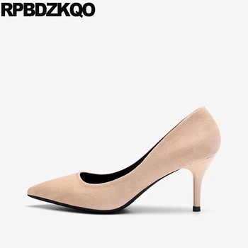 

office 2019 size 33 pointed toe nude pumps 4 34 thin suede medium heels work high casual shoes women 3 inch scarpin wine red