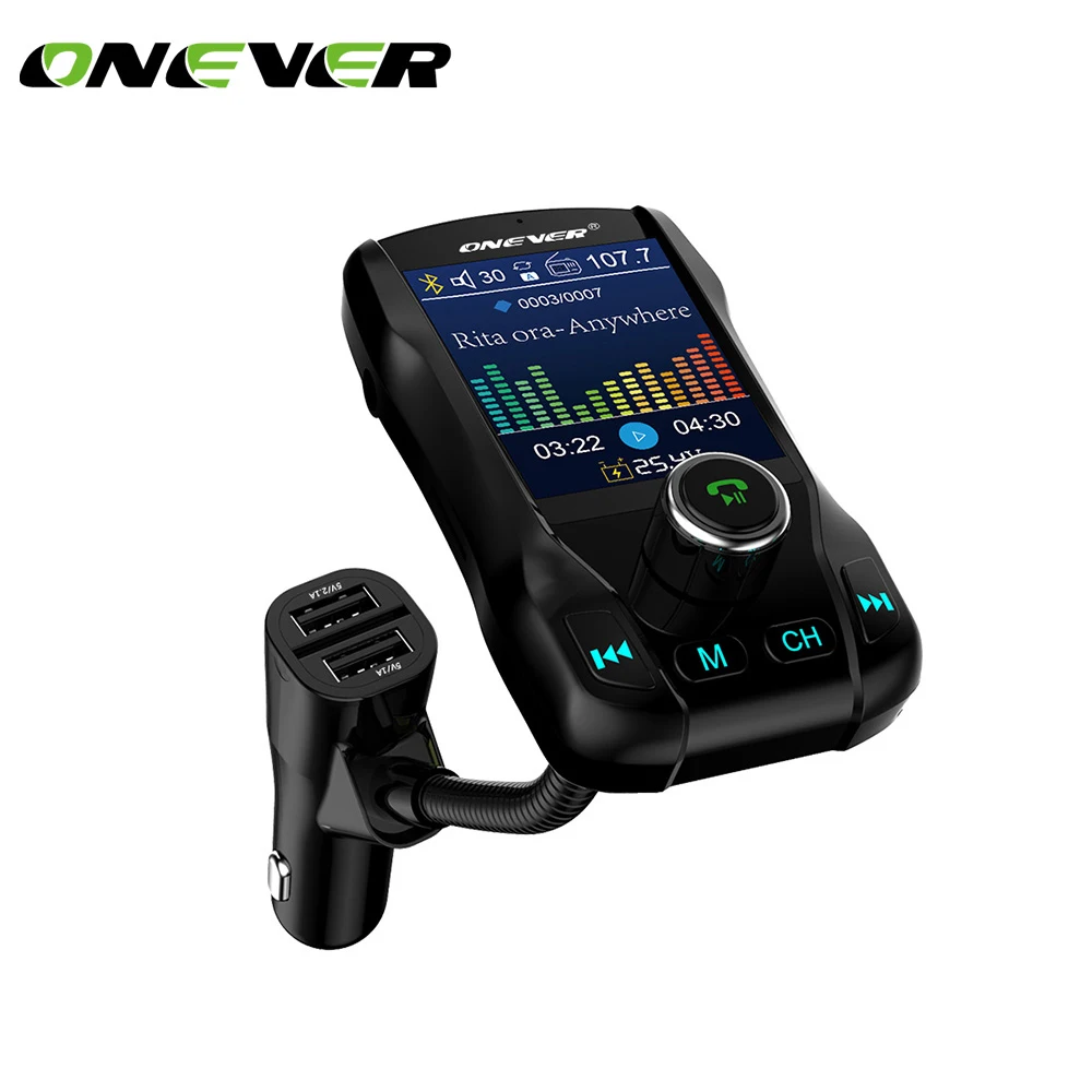 360 Вращающийся Автомобильный MP3 аудио FM передатчик беспроводной Bluetooth громкой связи цветной экран с 5 В 2.1A двойное зарядное устройство usb автомобильный комплект