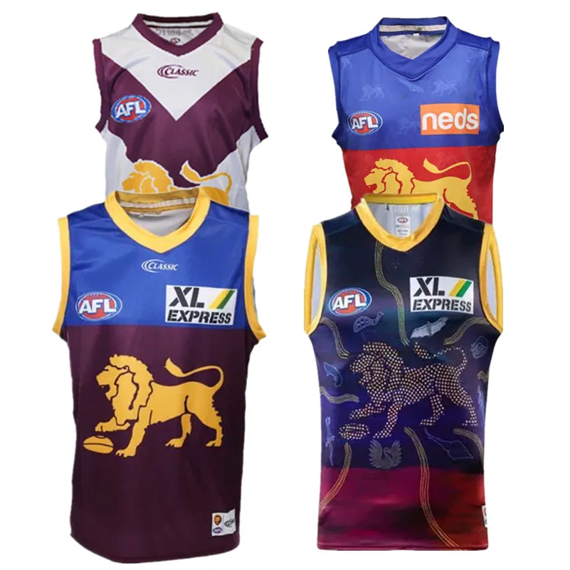 2020 Brisbane Lions Afl Guernsey Mens Rugby Jersey Size S3xl （print Custom Name Number）top