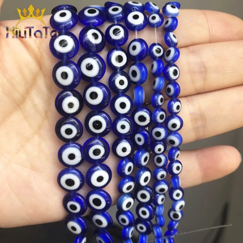 8mm Round Evil Eye Beads, Dark Blue (15 Strand)