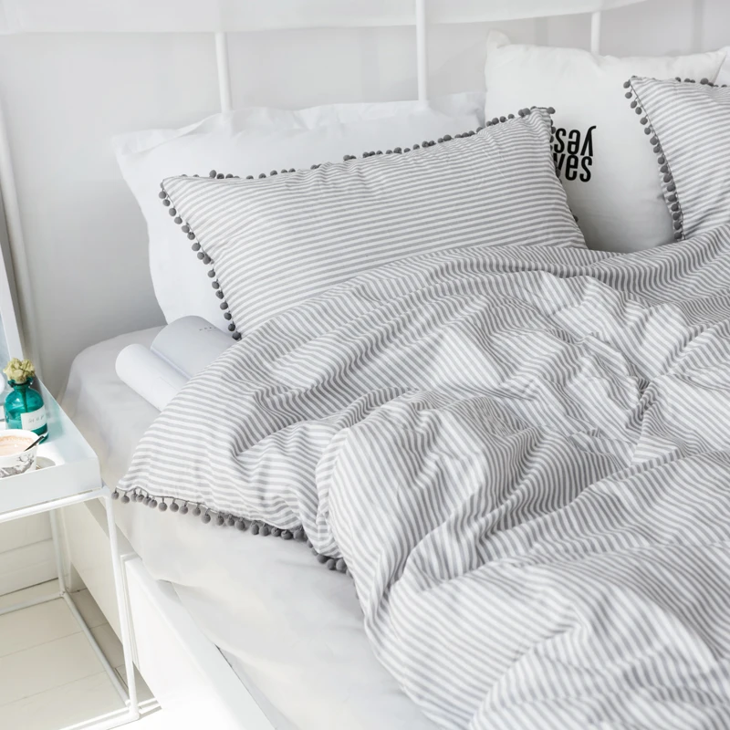 Хлопковое постельное белье с принтом, комплект queen King size, розовый, синий, черный и белый цвета, в клетку буйвола, в Вертикальную Полоску