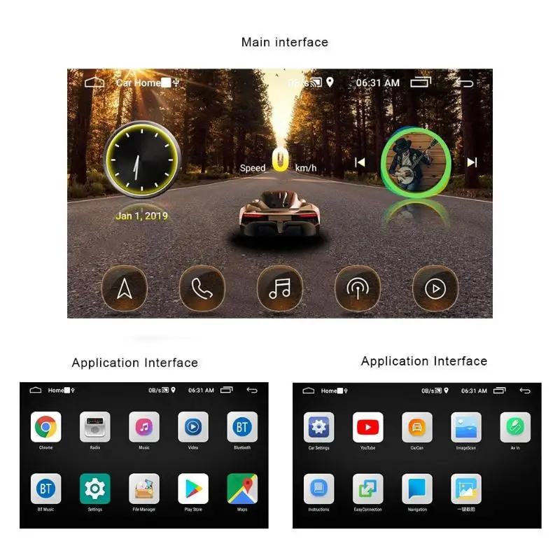 HD car Bluetooth MP5 Player New 7-inch Android 9.1 4 Core 1G+16G Car Double Ingot Android GPS Navigation One Machine