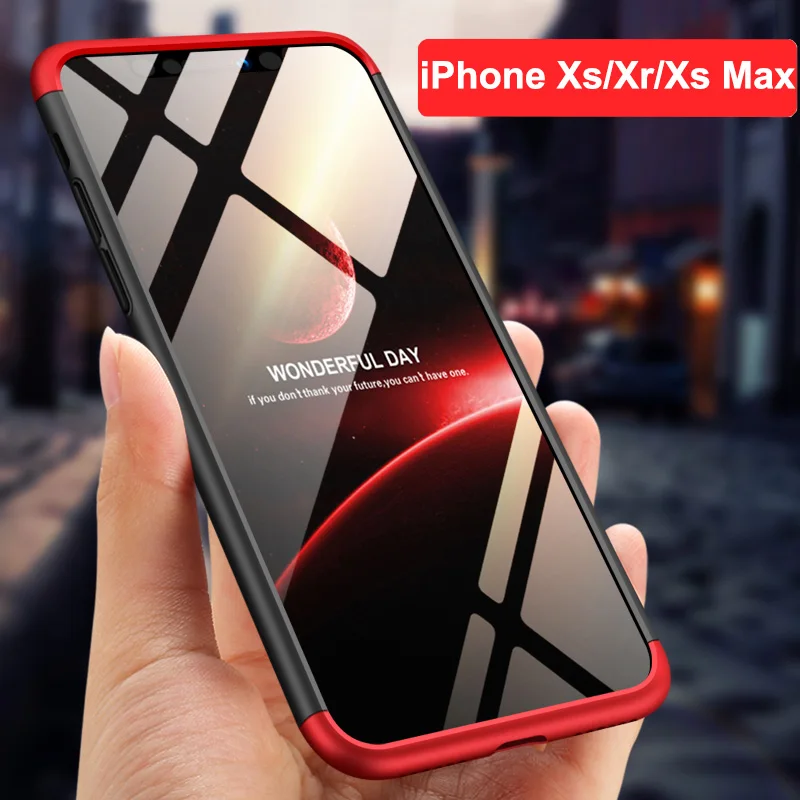 GKK 3 в 1 чехол для телефона Apple iPhone X 10 противоударный жесткий 360 полная защита XS XR XSMax