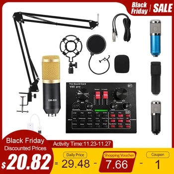 

BM800 Pro Microphone Mixer Audio dj MIC Stand Condenser USB Wireless Karaoke KTV Professional Recording Live Bluetooth SoundCard