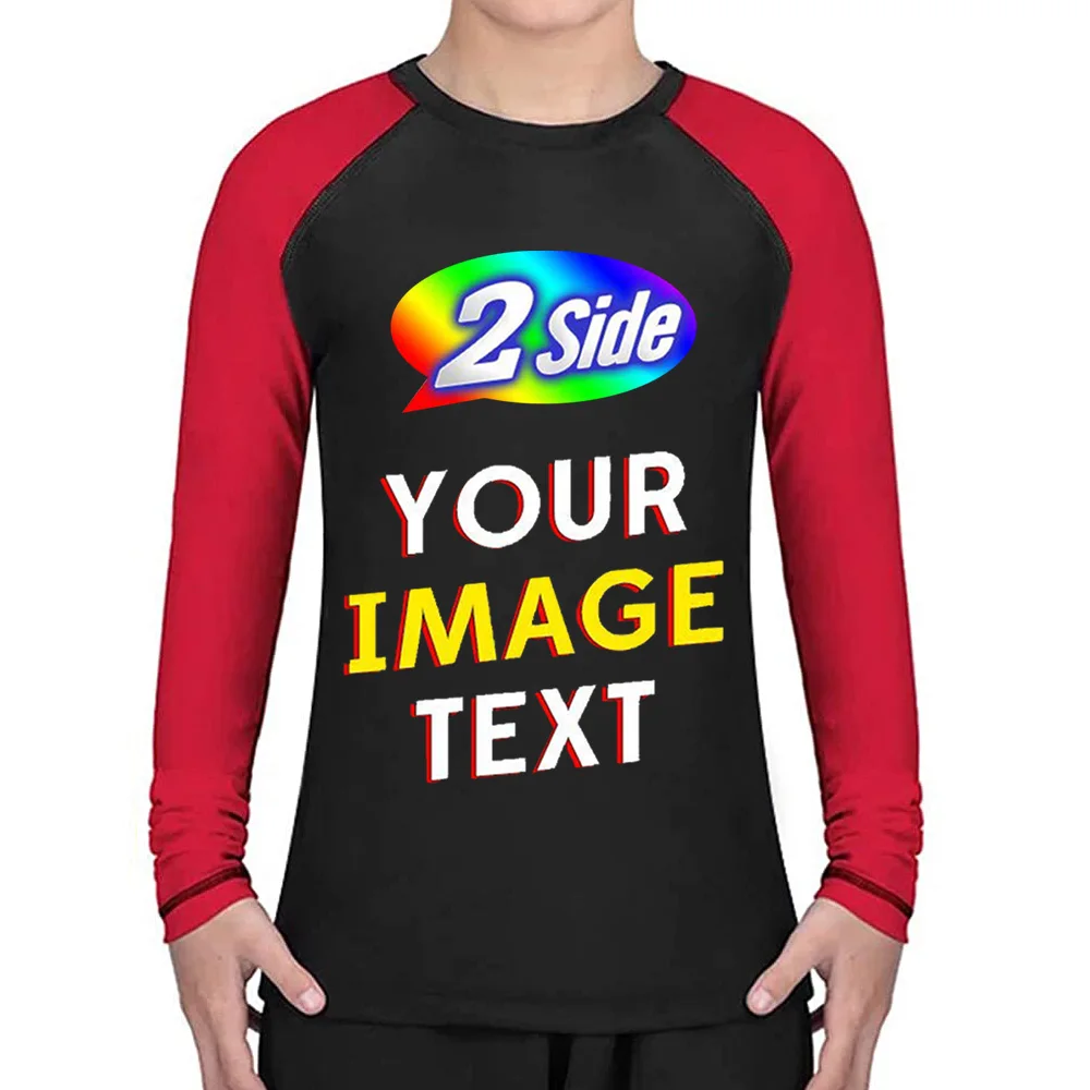 Make Your OWN Jersey Training T Shirts- Kids BJJ Rash Guard Compression Shirt-Long Sleeve
