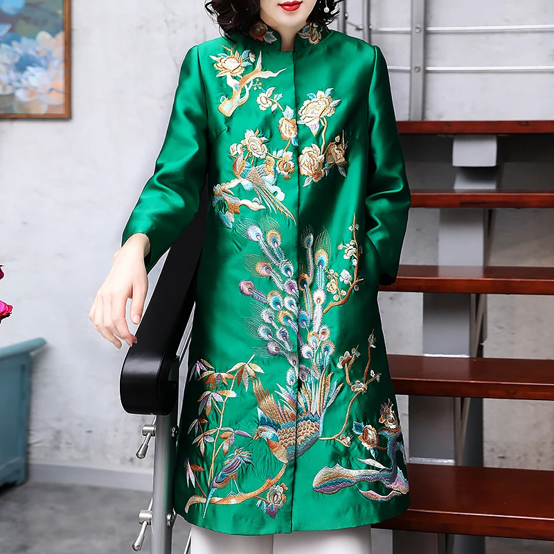 Женский китайский стиль Танга национальный традиционный Древний классический вышитый женский ханьфу народный балахон длинное платье пальто
