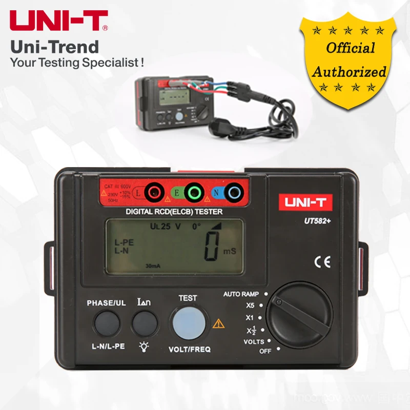 UNI-T UT582+ цифровой УЗО(ELCB) тест er; авто рампа тест/напряжение и частота тест