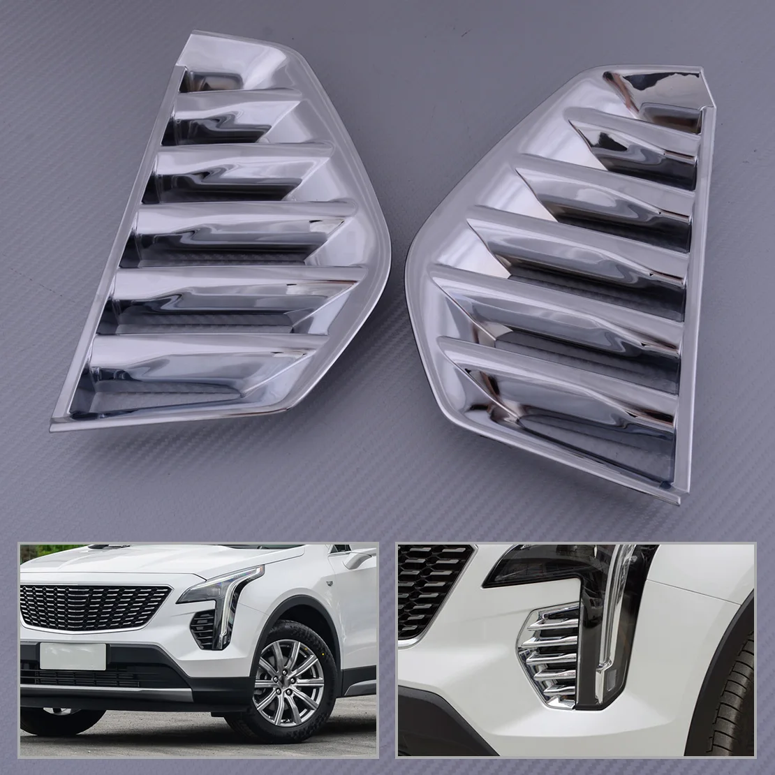 

DWCX 1Pair Chrome Front Fog Light Lamp Cover Moulding Trim ABS Fit for Cadillac XT4 2018 2019