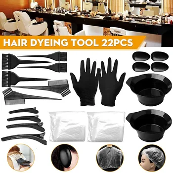 

15PCS Hair Dye Coloring DIY Professional Salon Hair Tool Kit Dye Brush Comb Bowl Cape Ear Cover Hair Hook Clips Highlighting Cap