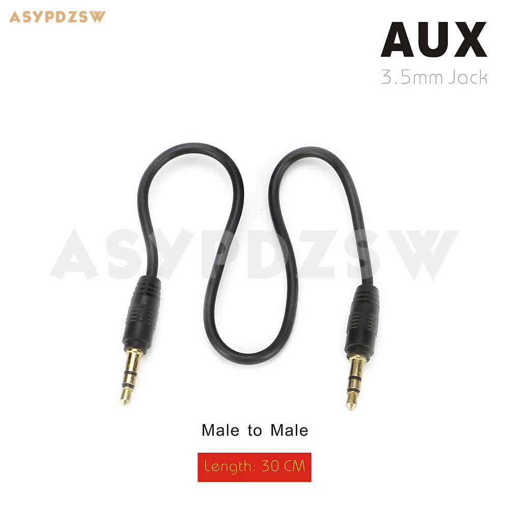 

50 PCS Length 30 CM AUX cable Audio male to male Gold plated plug 3.5mm Jack