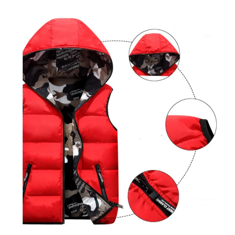 Nice Autumn Winter Casual Sleeve Men Vest Thick Warm Slim Down Coat Camouflage Hoody Homme Vest For Male/Women Female