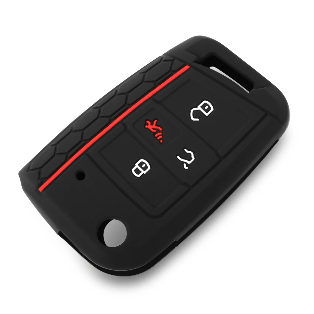 Silicone Flip key fob Cover Skin for Volkswagen VW Golf 7 ALLTRACK MK7 for Skoda Octavia A7 SEAT Remote 4 button Case key case,key case cover,car key shell,remote control case cover,flip key fob shell