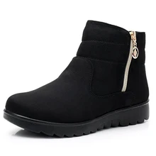 Зимние ботинки женская зимняя обувь на молнии; теплый плюш для холодной погоды Зимние женские ботинки женские Брендовые ботильоны для женская обувь