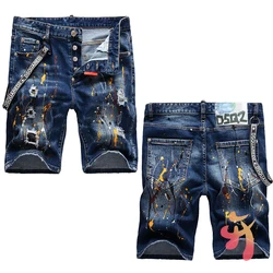 DSQ2 pantalones cortos de tela vaquera para hombre, Vaqueros cortos de alta calidad, estilo Hip Hop, dsq