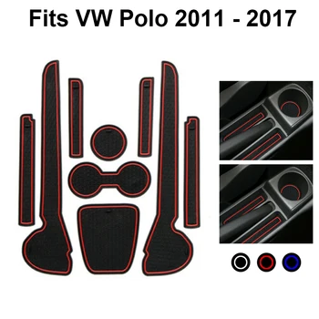 

Door Groove Mat for Volkswagen VW Polo 2011 2012 2013 2014 2015 2016 2017 Car Interior Cup Holders Non-slip mats Gate slot pad