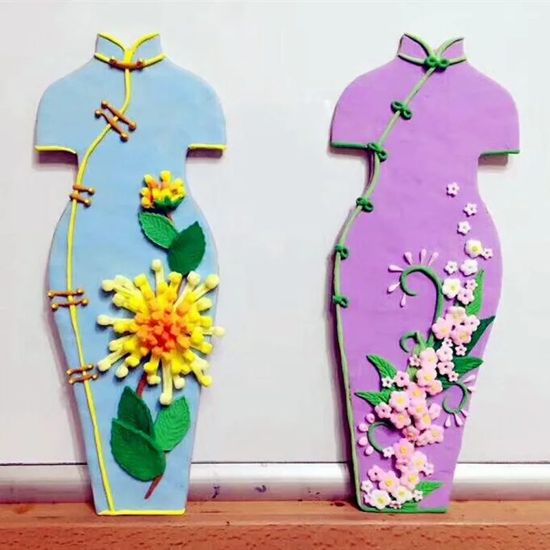 День матери Cheongsam ручной работы DIY унисекс детский белый эмбрион дерево ультра-светильник глина белый эмбрион цветная глина 10 юаней грязи
