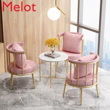 Silla moderna de ocio de lujo, sillón de comedor dorado, tocador de maquillaje, respaldo de moda, sillón de cafetería