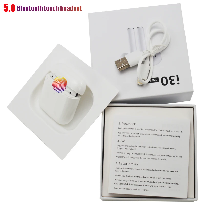 

i30 tws bluetooth earphones wireless charge headsets Aire 1:1 copy Pop up earbuds sport super bass earphones for phone PK i10000