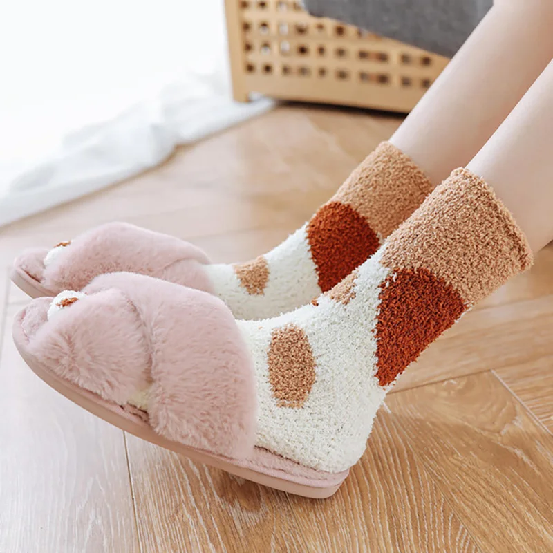 Jerrinut, женские зимние теплые милые носки, плотные коралловые флисовые пушистые носки, Kawaii, модные носки-тапочки с когтями для сна, 1 пара