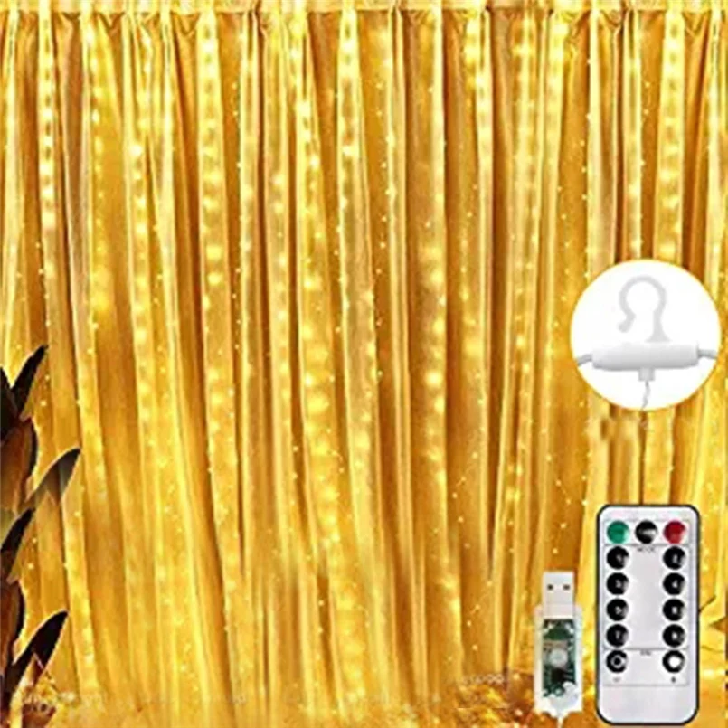 

3x3 meters 300pcs LED stars copper wire string with hook USB rechargeable curtain light 8 modes of pluggable curtain light 30N25