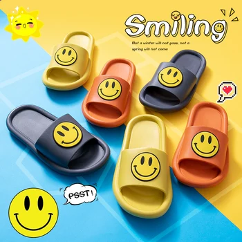 

INS Fashion Women Summer Slippers Slide Sandals Beach Slides Soft Sole Flip Flops Cartoon Smile Face Non-slip Women Men Shoes