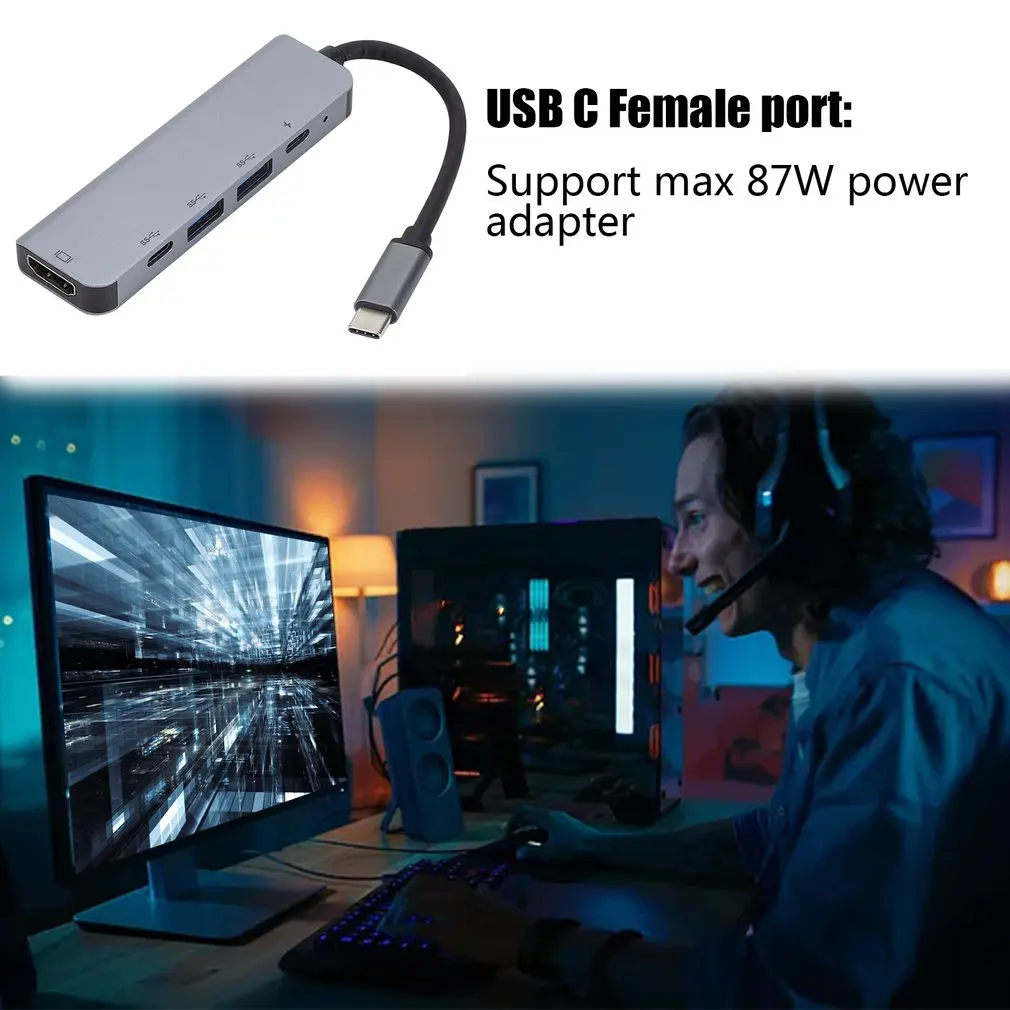 5 в 1 концентратор Tpye-C к Micro USB 3,0 2,0 HDMI 5in1-3type-c концентратор к HDMI+ usb+ PD концентратор для MacBook Pro для samsung