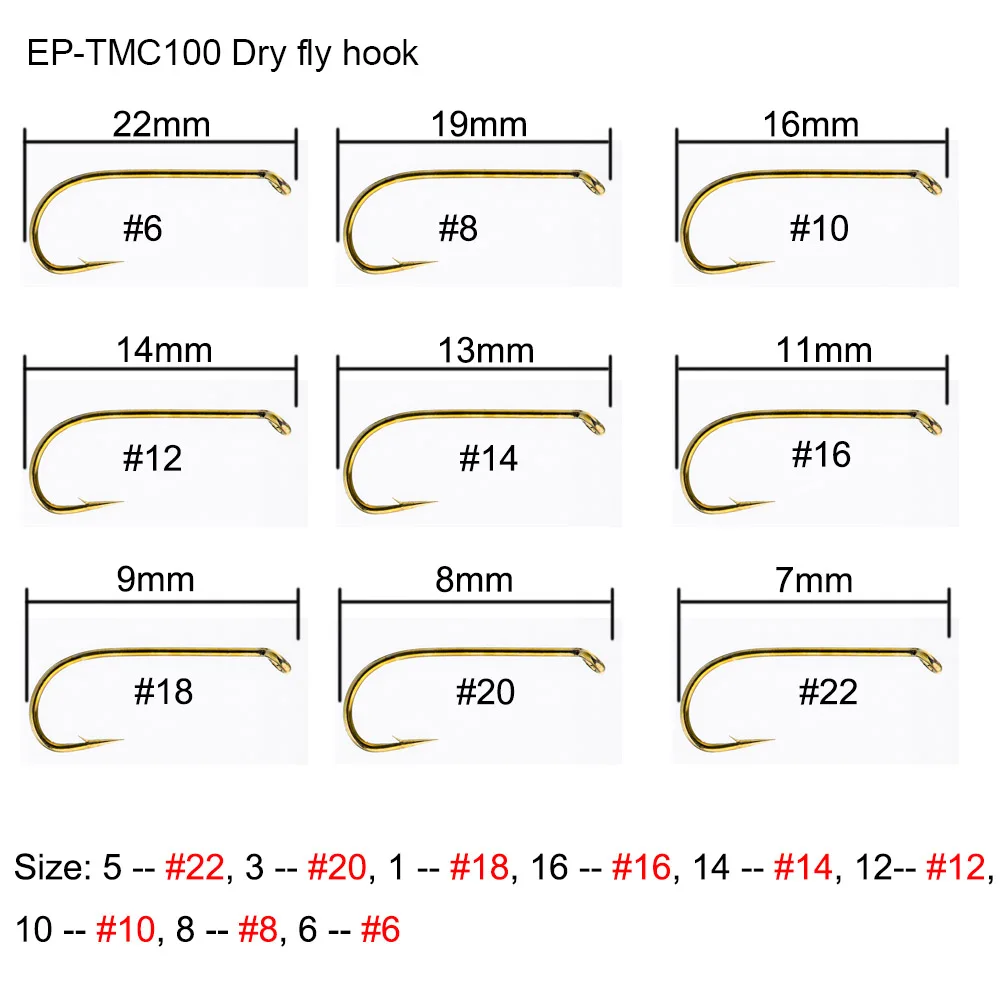 Eupheng 100 шт стандартный Nymph сухой нахлыстом рыболовный крючок Барб комбинированные крючки бронзового цвета мухобойка с барбом - Color: EP-TMC-100