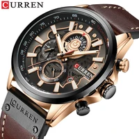 CURREN Watch For Men Sport Luxury Brand Chronograph Military Genuine Leather Waterproof Wristwatches Man Clock Relogio Masculino