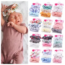 Bandeaux en Nylon pour bébés filles, accessoires, imprimé floral, pour nouveau nés, couvre chef pour nourrissons, avec nœud élastique 