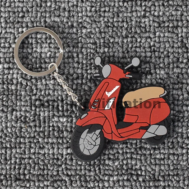 porte clé vespa orange scooter plastique souple keychain