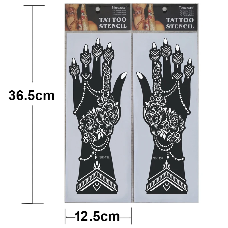 1pair long hand sleeve temporary tattoo stencil henna lace mandala tattoo template spray paint sheets lotus flowers Reuseable