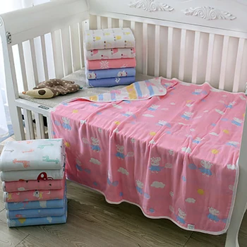 

soft absorbent Kids Bathrobe Child Blanket Wrap for Newborn Infant Six Layers cotton Gauze Baby Bath Towel 110*110cm