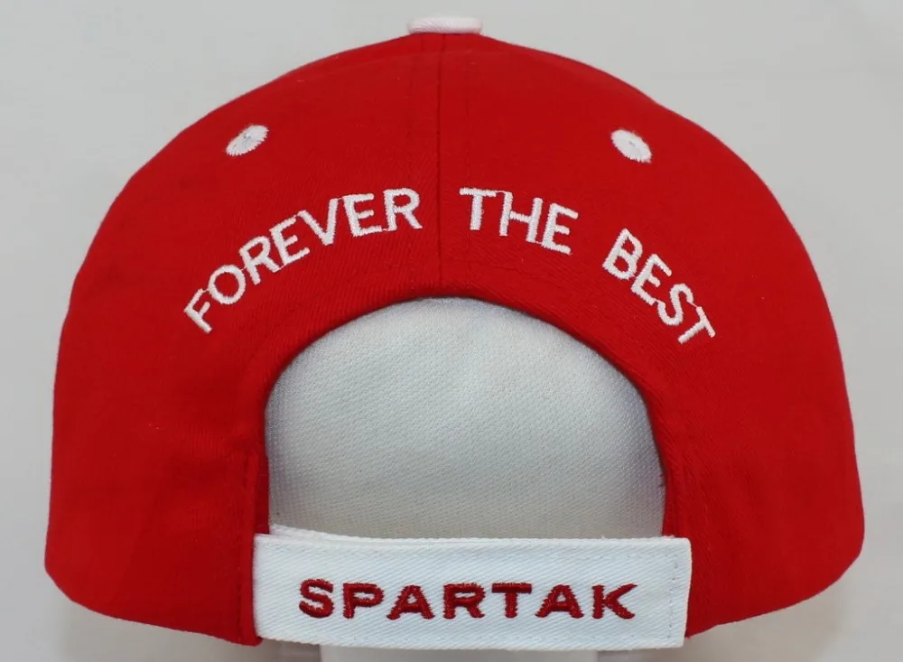 FOREVER THE BEST SPARTAK Russian Football Cap Embroidered Logo Solid Red Cotton Cap Rear Velcro Adjustable Belt Strap