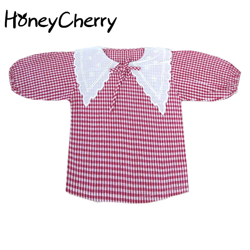 

Girls Doll Collar Plaid Shirt 2020 Autumn New Children's Korean-Style Solid Color Foreign Style Long Sleeve for Children Shirt