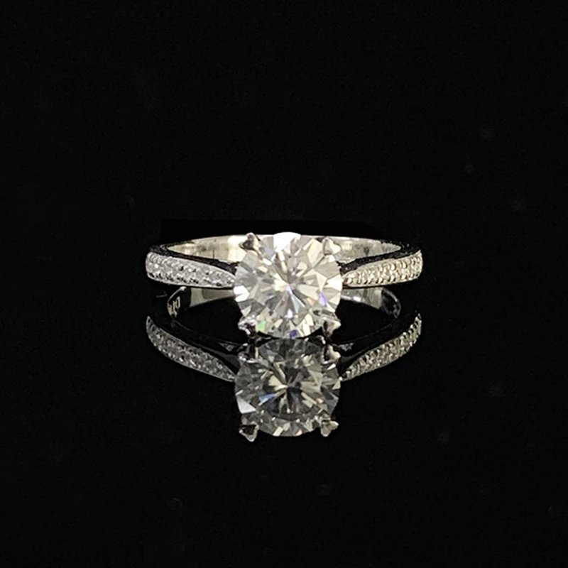 14K белое золото Moissanite кольцо 1ct 2ct 3ct Круглый Вырез Роскошные однорядные сверла